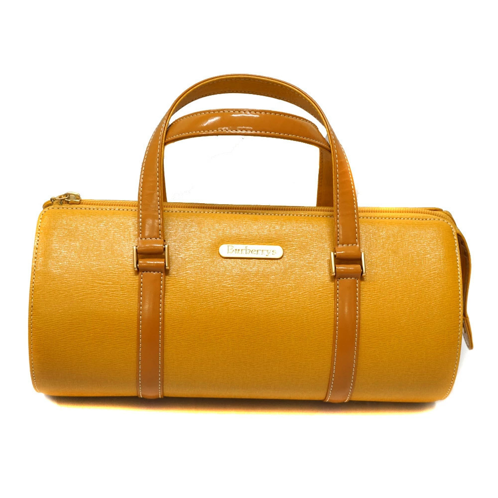 BURBERRY Cylindrical Handbag Yellow Brown Bag
